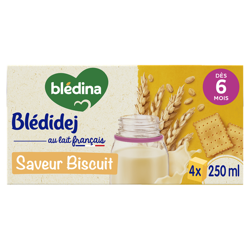 [3041090013928] BLEDIDEJ Blédina Lait et céréales bébé saveur biscuité 4x250ml
