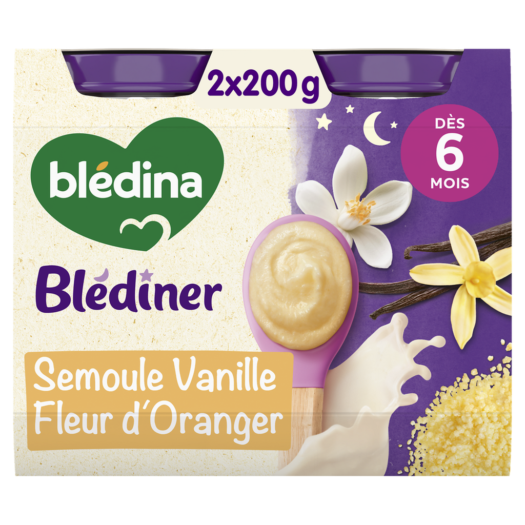 BLEDINER Blédîner Sêmola Baunilha Flor de Laranjeira 2 x 200 g