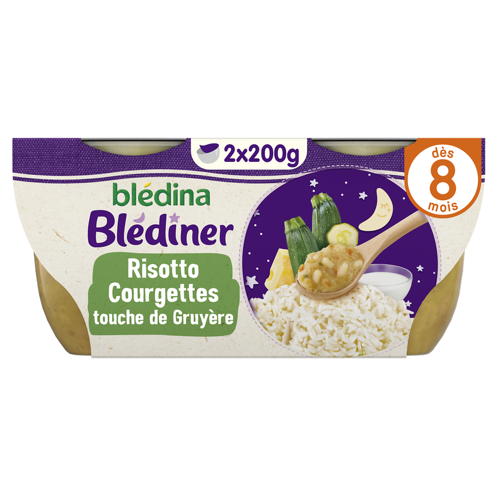 BLEDINER Risotto de calabacín y leche desde 8 meses 2x200g