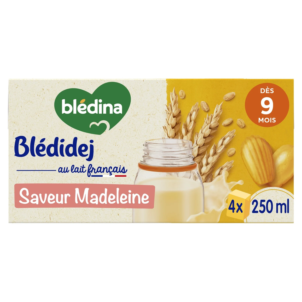 Blédina Lait Et Céréales Bébé Blédidej Dès 9 Mois Madeleine : Les 4 Briques De 250 Ml