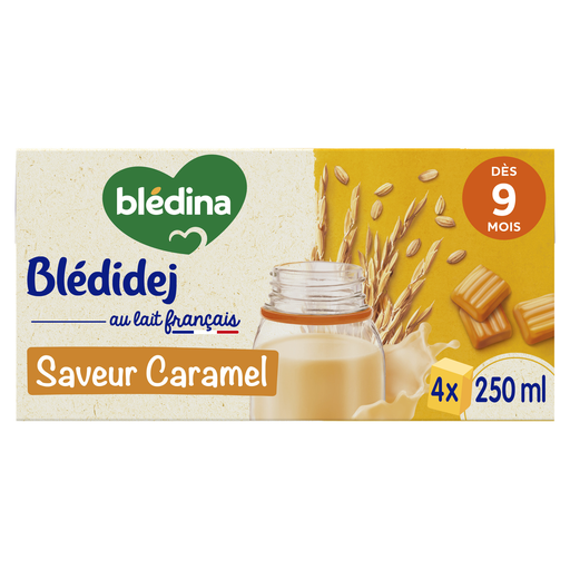 [3041090661181] BLÉDINA Baby Milk and Cereals Caramel Flavor 4x250ml