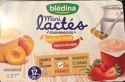 Blédina Mini Lactés Croissance Fruits Du Soleil, Rouges De 12 À 36 Mois : Les 12 Pots De 55 G - 600 G