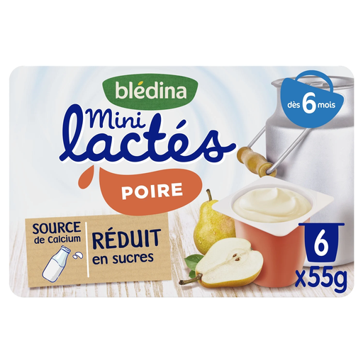 [3041091221940] Blédina Mini lactés pot dessert poire dès 6 mois 6x55g - 330 G