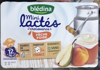 Blédina Mini Lactés Croissance Pêche Poire De 12 À 36 Mois : Les 6 Pots De 55 G - 330 G