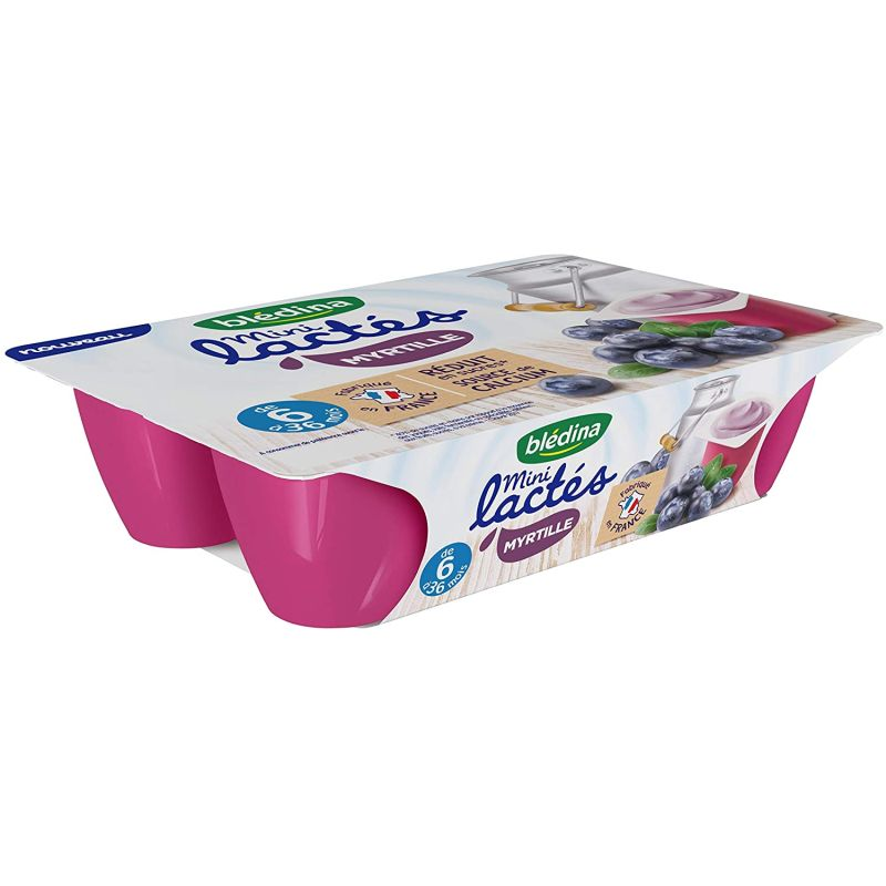[3041091397362] Blédina Mini Lactés Myrtille De 6 À 36 Mois : Les 6 Pots De 55 G - 330 G