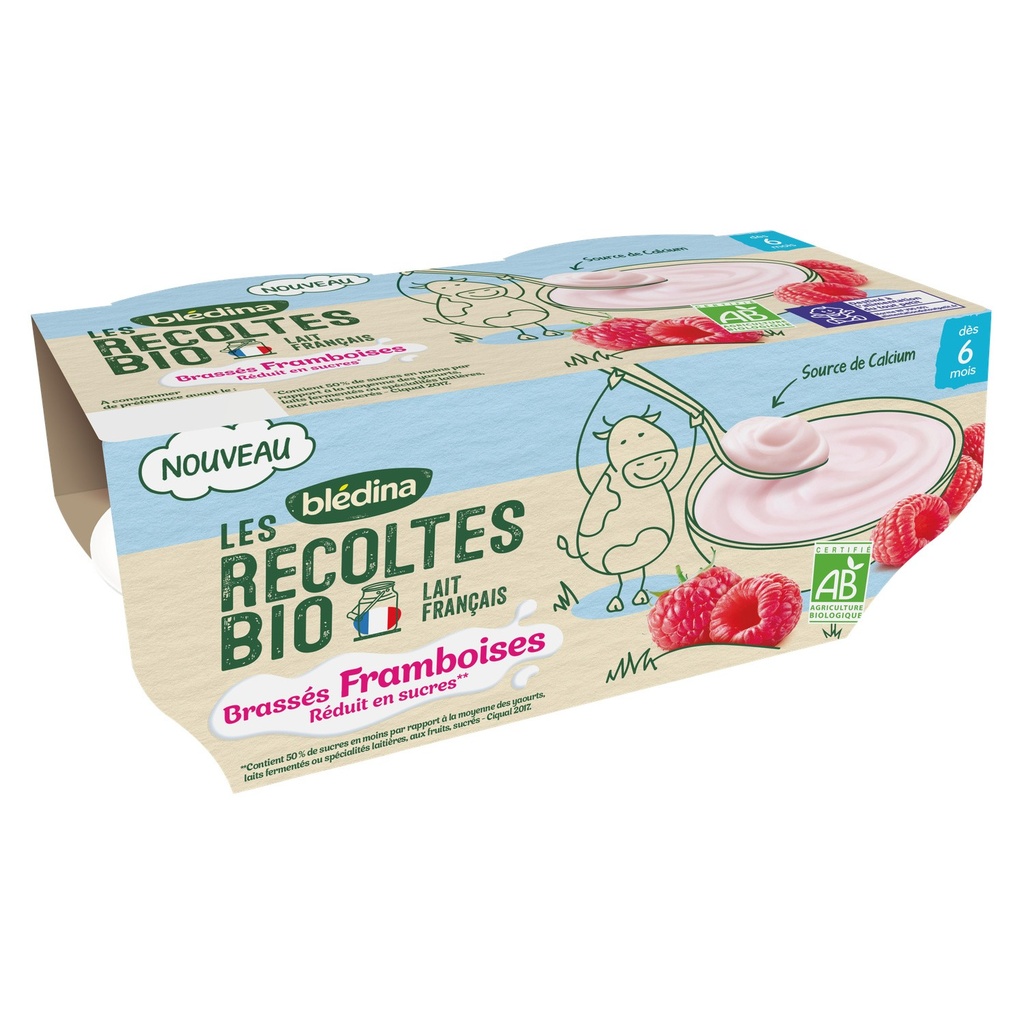 Blédina Les Récoltes Bio Brassés Framboises Dès 6 Mois Pack De 100 G X 4 - 400
