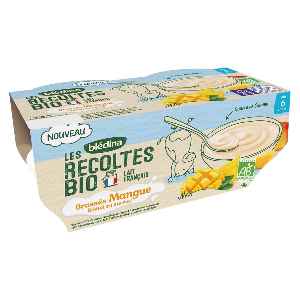 Blédina Les Récoltes Bio Brassés Mangue Dès 6 Mois Pack De 100 G X 4 - 400