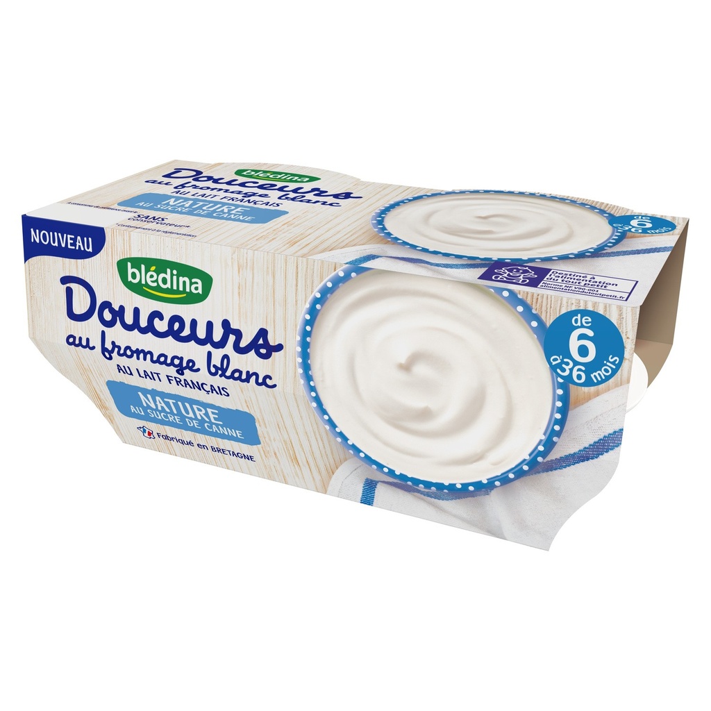 Blédina Douceurs Au Fromage Blanc Nature Au Sucre De Canne De 6 À 36 Mois 100G X 4 (Yogurt Bledina Blanc Nature)