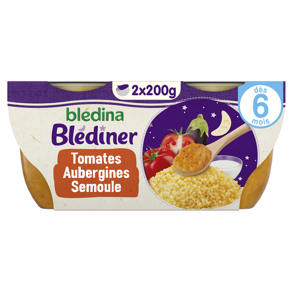 BLEDINER Tomato, Eggplant and Semolina Delight 2 x 200 g