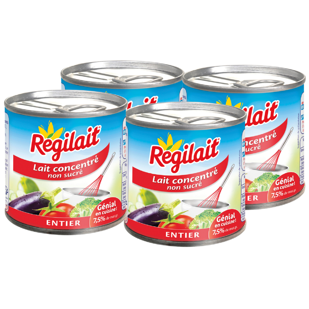 REGILAIT Leche concentrada entera sin azúcar 4 latas de 170 g