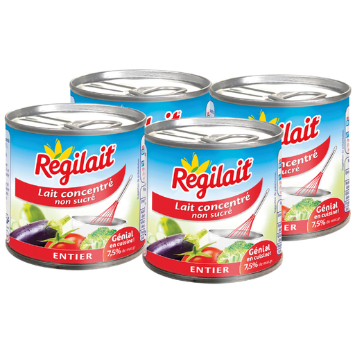[3043933333705] REGILAIT Leche concentrada entera sin azúcar 4 latas de 170 g