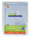 OXFORD Pack of 50 Quick'In Punched Pockets A4 5/100e Smooth Polypropylene Clear