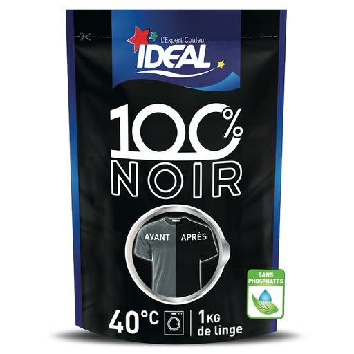 [3045200640134] IDEAL Tinta têxtil 100% preto 400 g