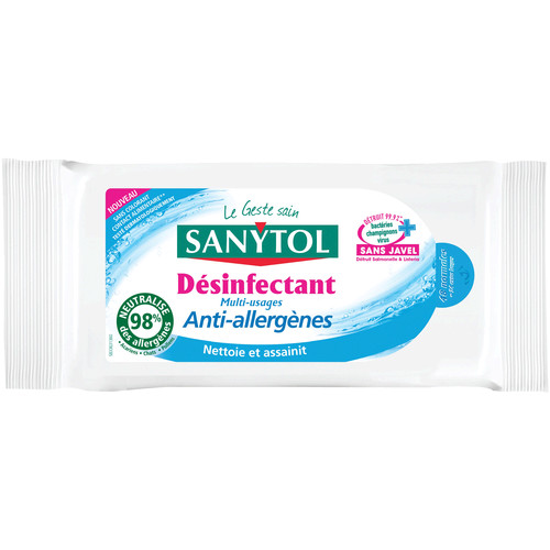 Sanytol Lingettes Désinfectantes Biodégradables Anti-Allergènes X72