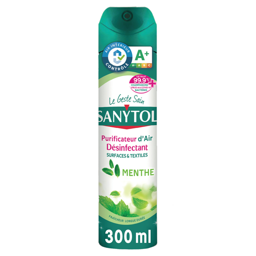[3045206394000] SANYTOL Purificador de Ar Desinfetante Superfícies e Têxteis Menta 300 ml