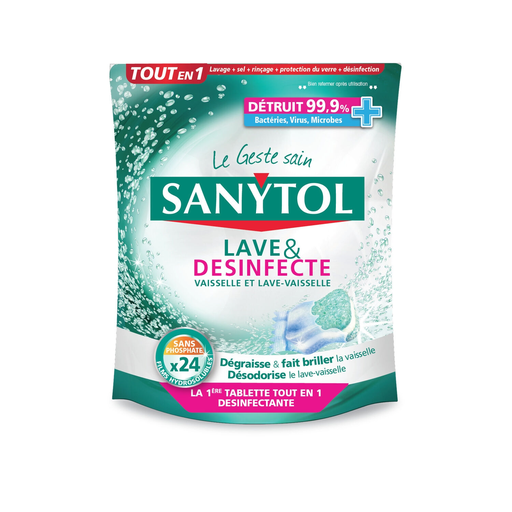 [3045206396608] SANYTOL Dishwasher Tablets Wash & Disinfect 480 g