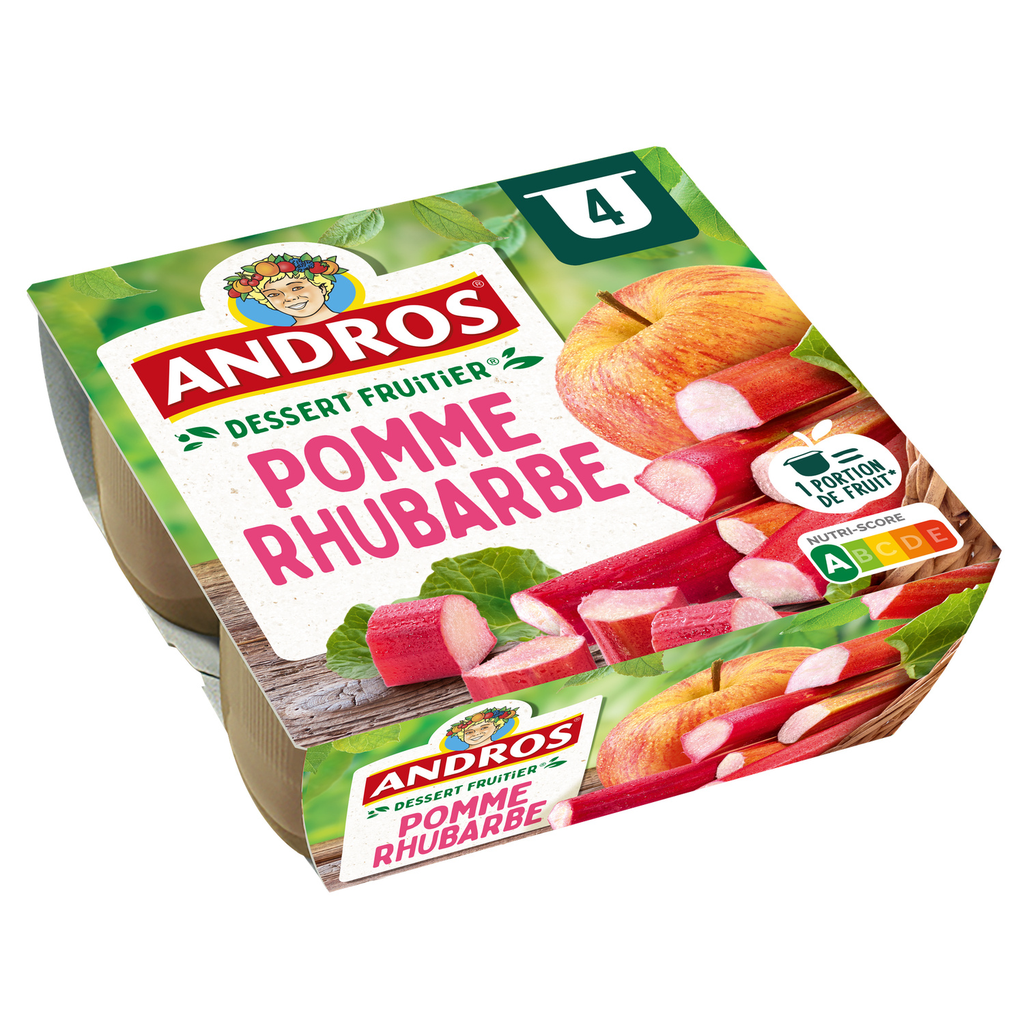 ANDROS Fruit Dessert Apple Rhubarb 4x100g