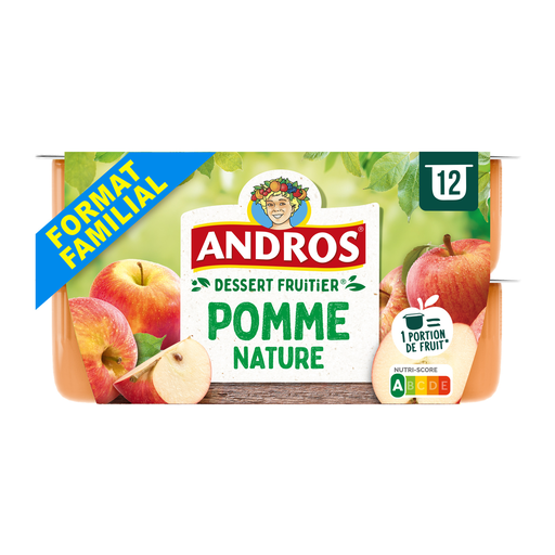 [3045320077636] ANDROS Apple Sauce Natural 12 pots of 100 g