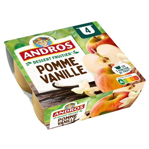[3045320080216] ANDROS Apple Vanilla Fruit Dessert 4x100g