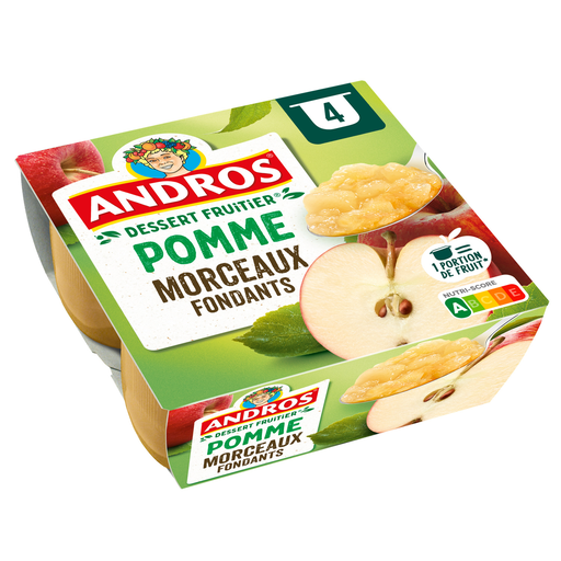 [3045320082135] ANDROS Apple Compote with Pieces 4x100g