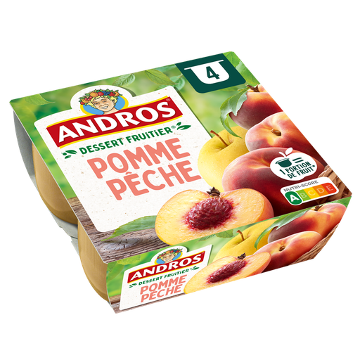 [3045320523584] ANDROS Fruit dessert apples and peach 4 pots of 100 g