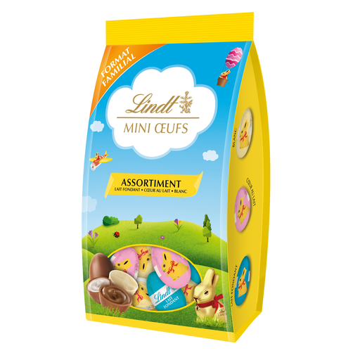 [8003340097954] LINDT Assorted mini chocolate eggs milk white heart 350g