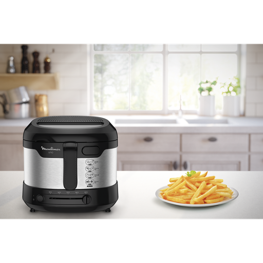[3045386381760] MOULINEX Classic Fryer Uno 1600w Black And Grey AF215D10 2 L