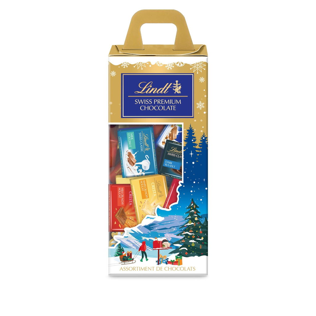 LINDT Sortido de bombons de chocolate de leite, negro e branco 500 g