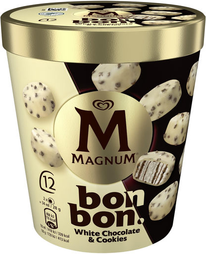[8711327640450] MAGNUM Helado Bombón Chocolate Blanco y Cookies 168g