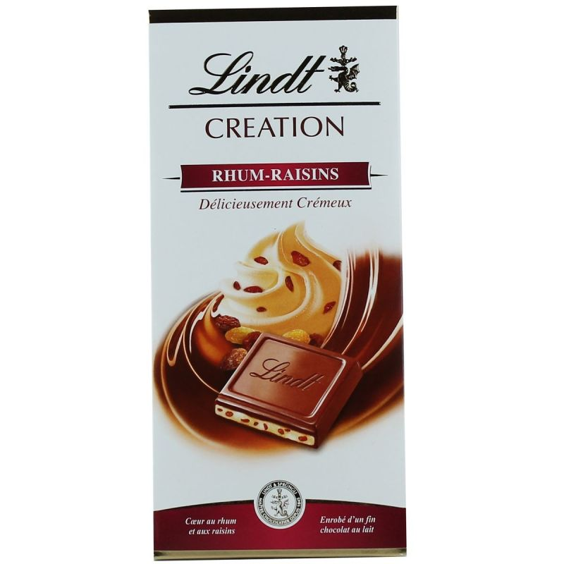 LINDT Tablette Chocolat Creation Rhum Raisin 150 g