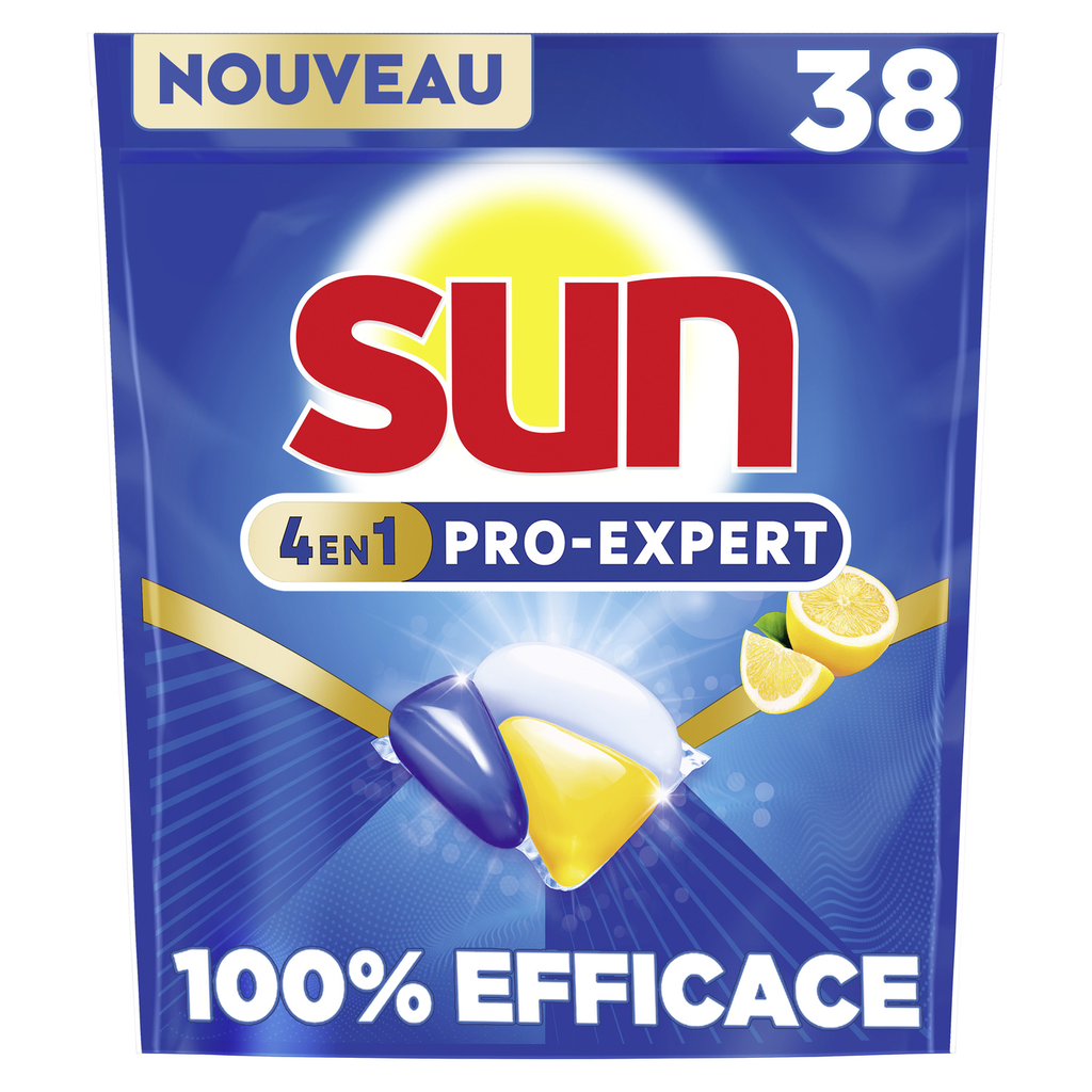 SUN Cápsulas lavavajillas 4 en 1 limón 38 lavados 570 g