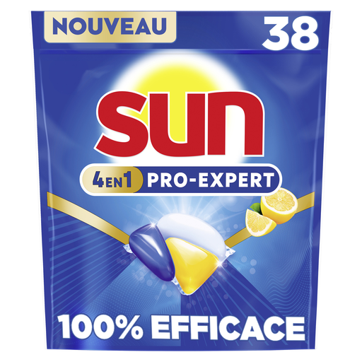 [8720181630187] SUN Cápsulas lavavajillas 4 en 1 limón 38 lavados 570 g