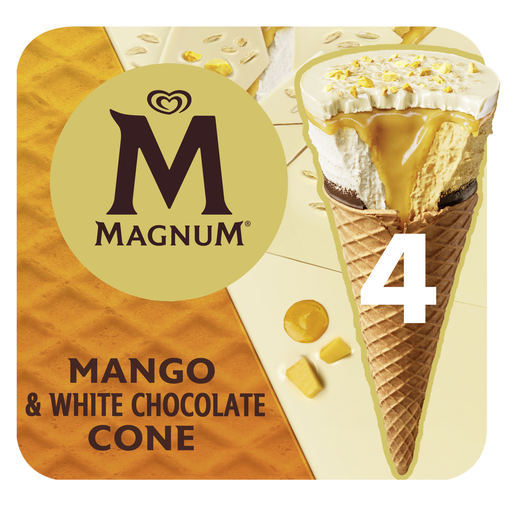 [8711327681248] MAGNUM Cones manga e chocolate branco 4 peças 260 g