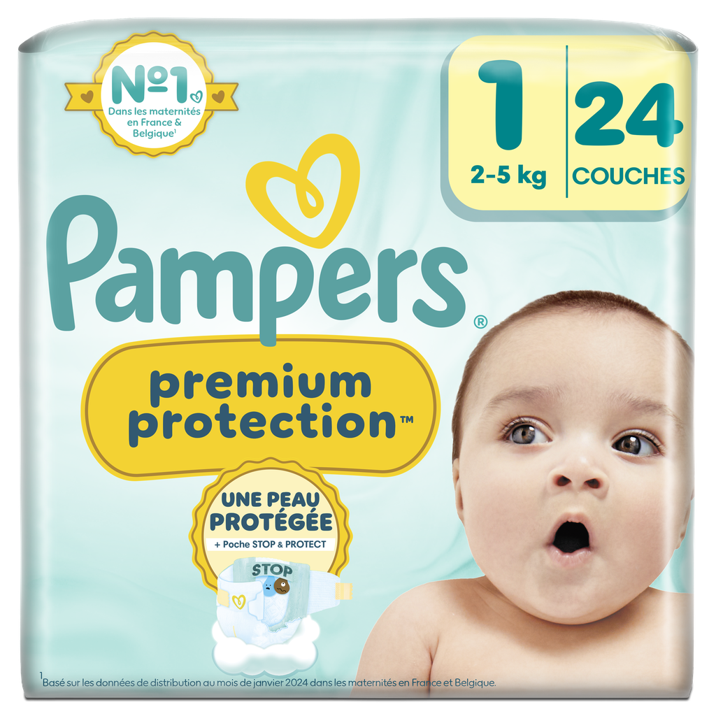 PAMPERS Premium Protection Pañales Talla 1-2, 24 unidades