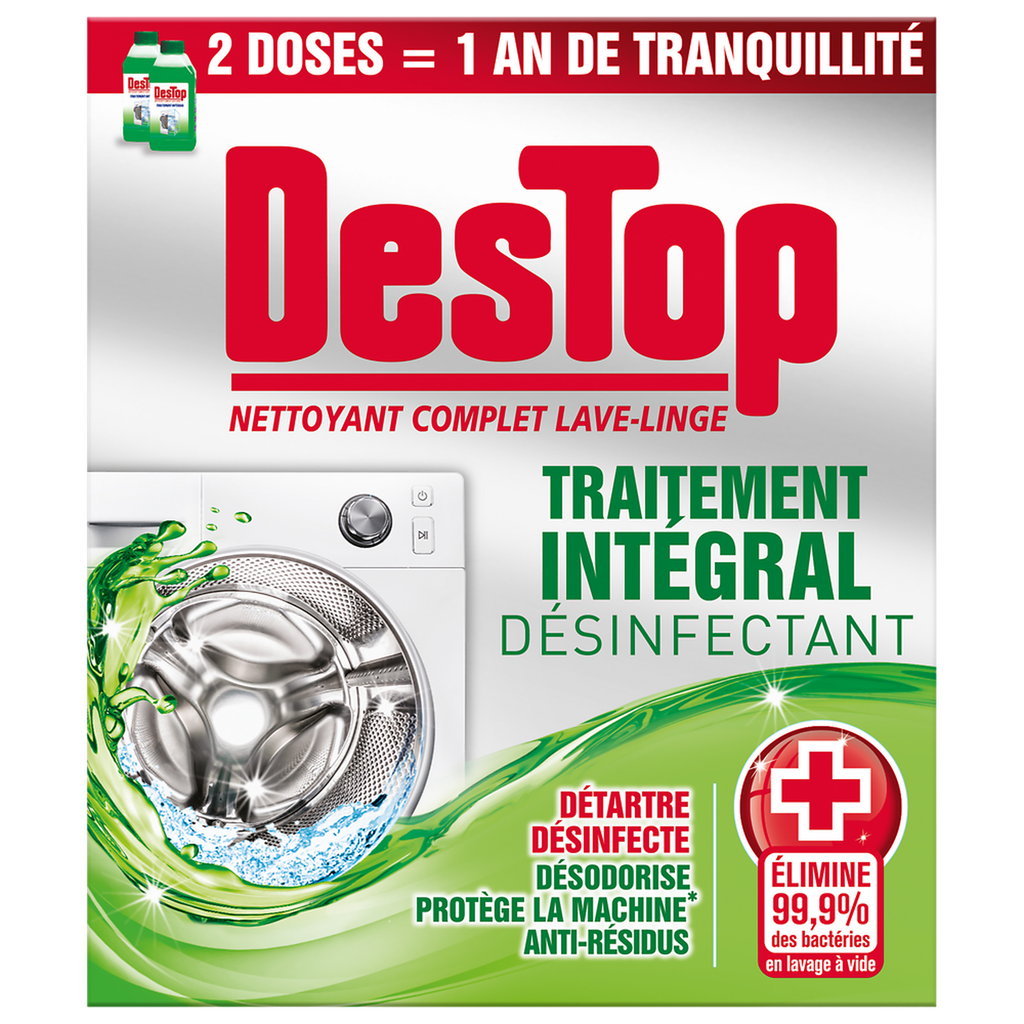 DESTOP Nettoyant complet désinfectant lave-linge 2 x 250 ml