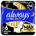 ALWAYS Ultra Night Sanitary Pads Size 6 Max Protection 14 Pieces