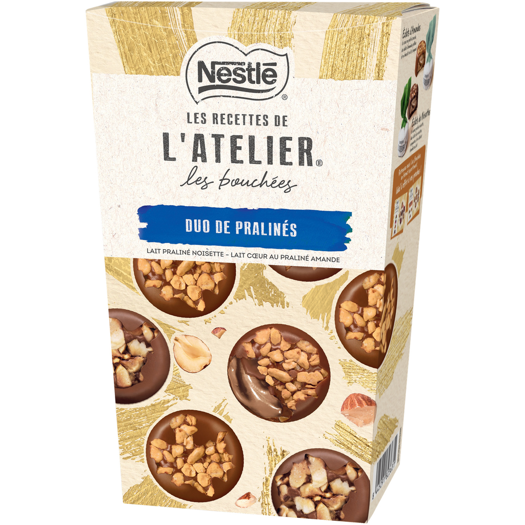 LES RECETTES DE L'ATELIER Bouchées chocolat lait praliné noisette et amande 266 g