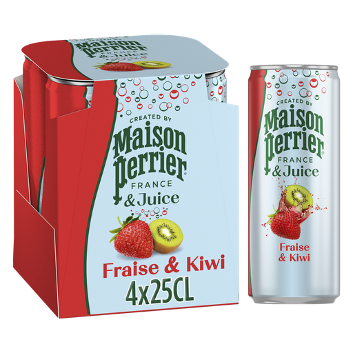 [8445291046849] MAISON PERRIER Água com gás morango e kiwi 4 x 25 cl