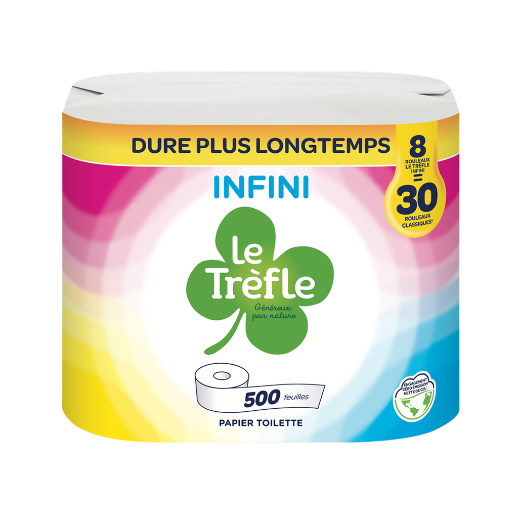 LE TREFLE Papier toilette blanc 2 épaisseurs 4 rouleaux = 15 standards