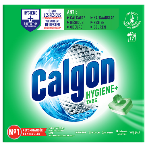 [3059940049447] CALGON Tablettes hygiène+ anti-calcaire lave linge 17 lavages