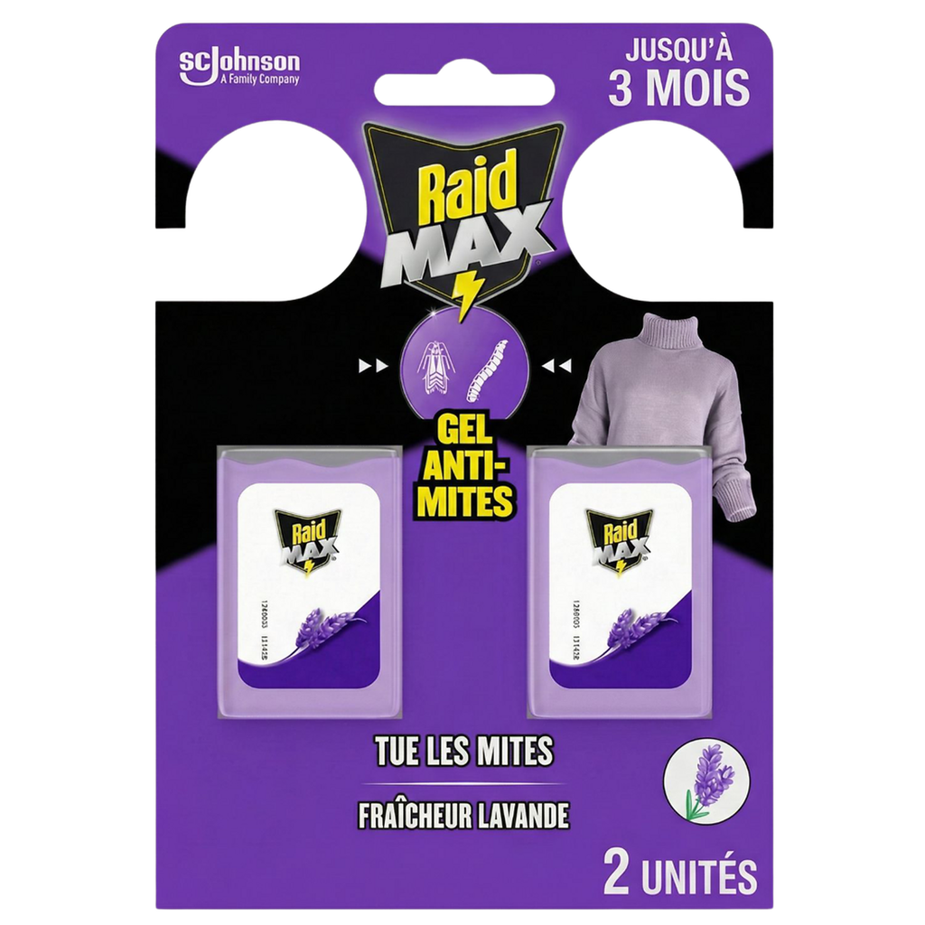 RAID Max Gel anti-polillas frescor lavanda 2 piezas