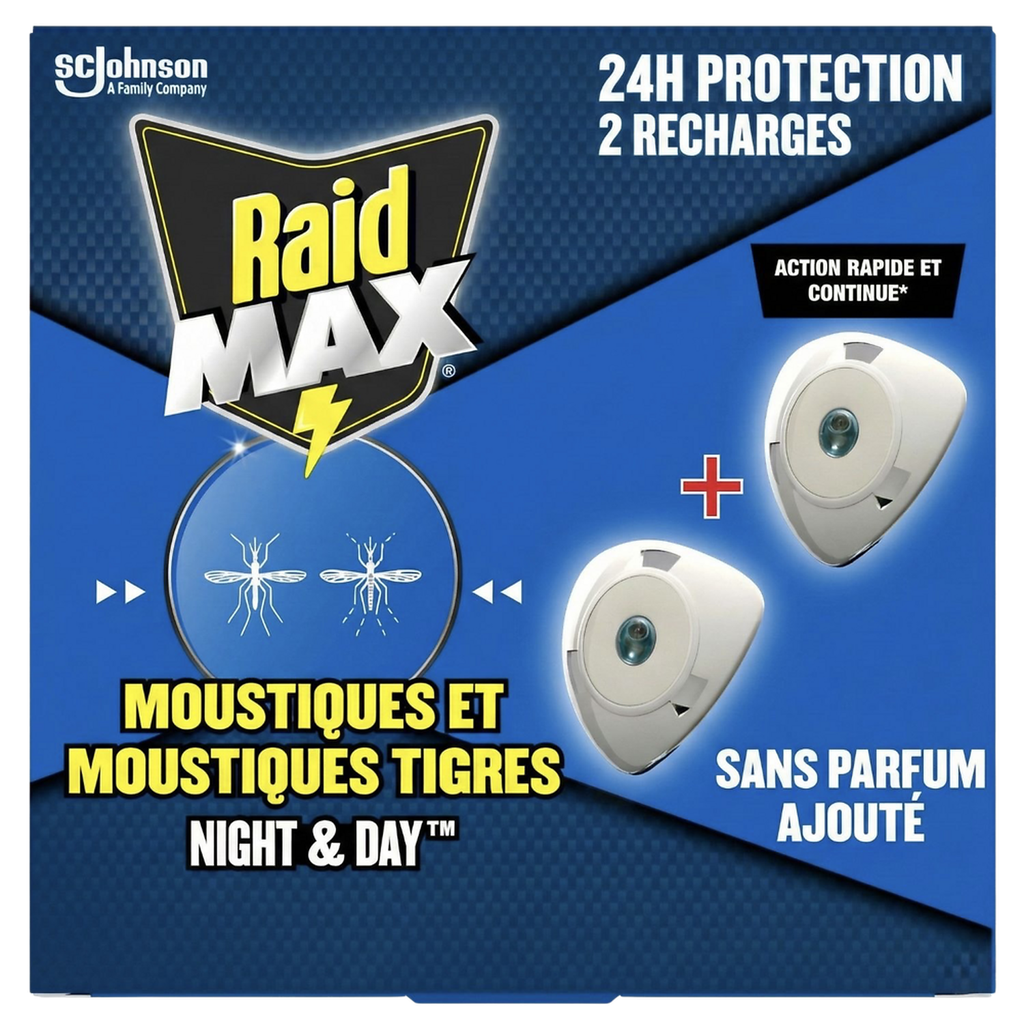 RAID Mosquito Repellent Night & Day Refills Fragrance Free 2 x 54 ml