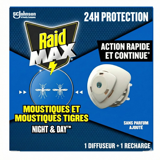 [5000204358872] RAID Max Day & Night Mosquito and Tiger Mosquito Diffuser 27 ml