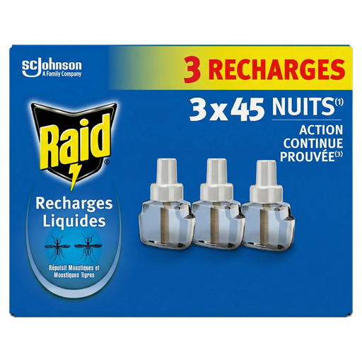 [5000204340938] RAID Recargas líquidas para difusor elétrico repelente de mosquitos e mosquitos tigre 3 recargas