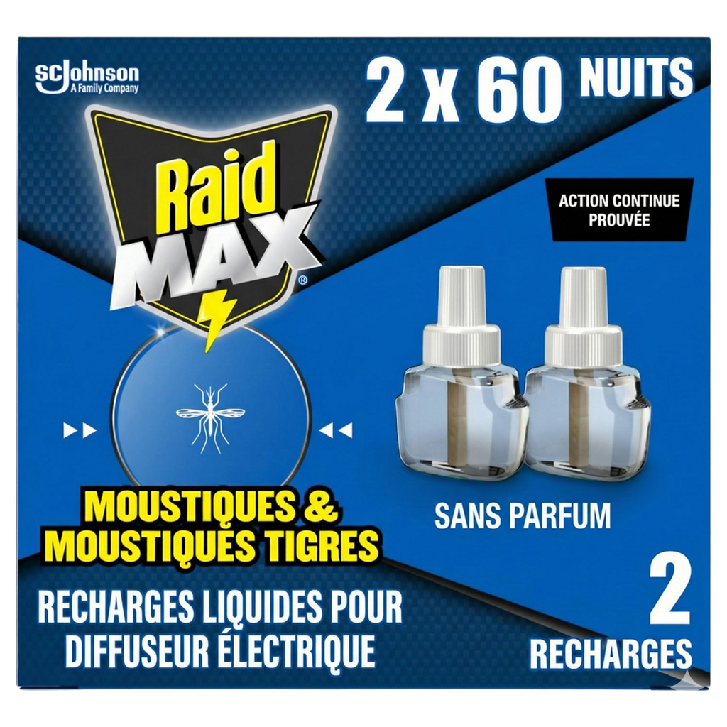 RAID Liquid refills for electric mosquito and tiger mosquito diffuser 2x60 nights 2x36ml