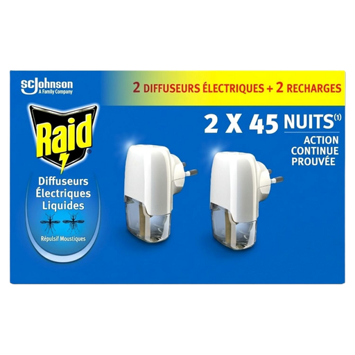 [5000204335170] RAID Difusor elétrico líquido repelente antimosquitos 2x45 noites, lote de 2 difusores