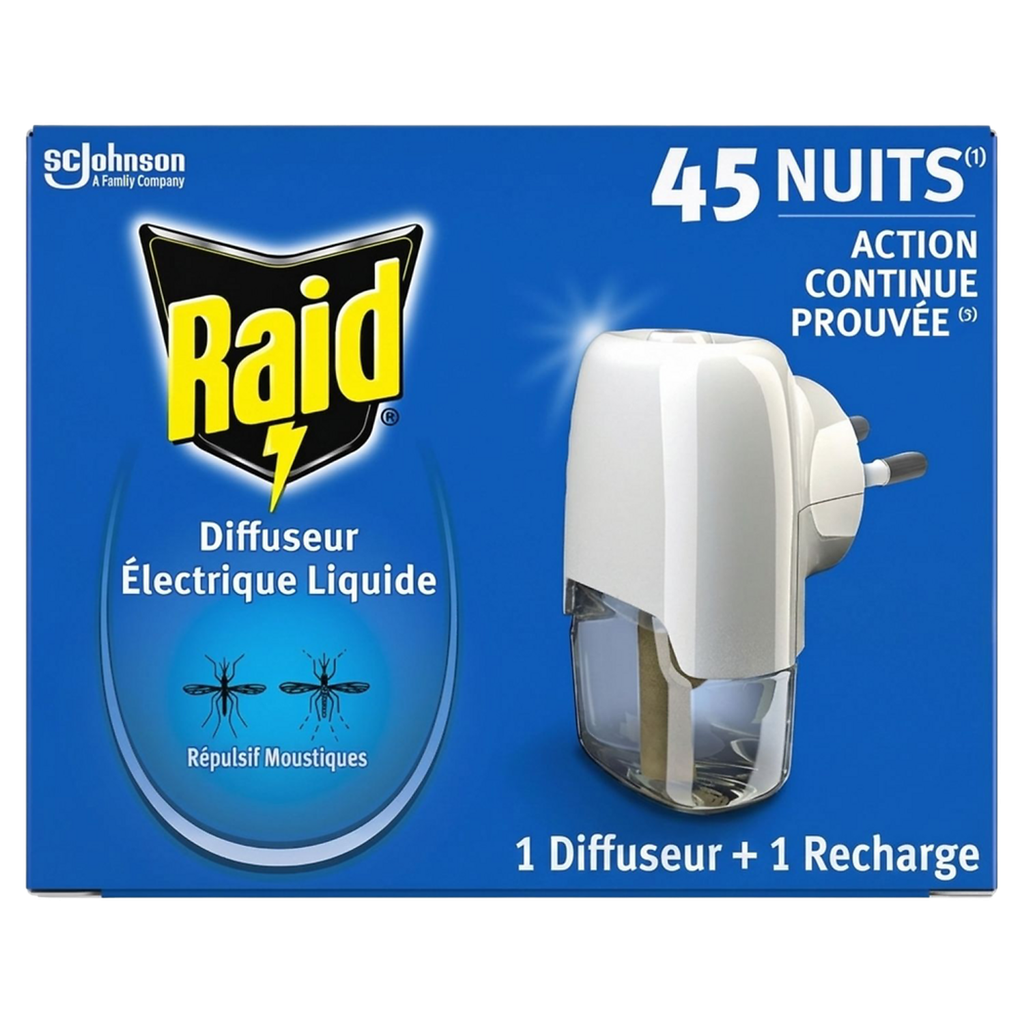 RAID Difusor elétrico líquido repelente mosquitos e mosquitos tigre 45 noites 32 ml