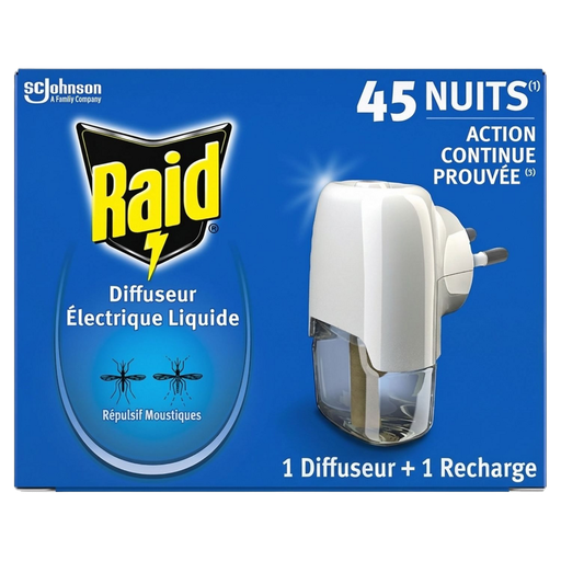 [5000204335149] RAID Electric Liquid Mosquito and Tiger Mosquito Repellent Diffuser 45 Nights 32 ml