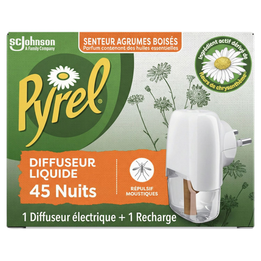 [5000204334906] PYREL Electric Liquid Mosquito Repellent Diffuser Citrus Woody 1 Diffuser + 1 Refill