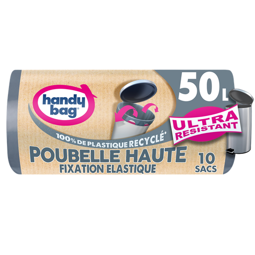 [4008871219114] HANDY BAG Sacs Poubelle Haute Fixation Élastique 50 L, le lot de 10